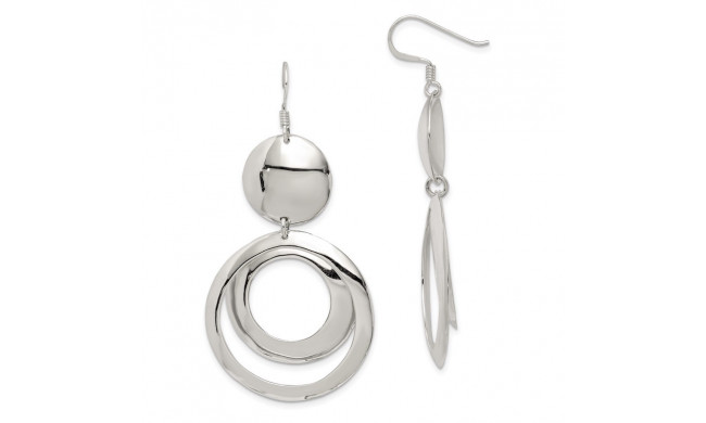 Quality Gold Sterling Silver Polished Fancy Circle Dangle Earrings - QE7098