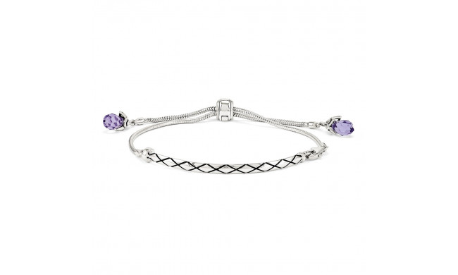 Quality Gold Sterling Silver Reflections Purple Swarovski Crystal Adj. Bracelet - QG3500