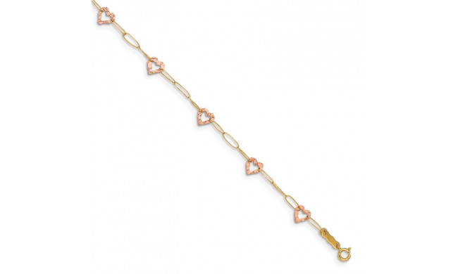 Quality Gold 14k Two Tone Adjustable Heart Anklet - ANK171-9
