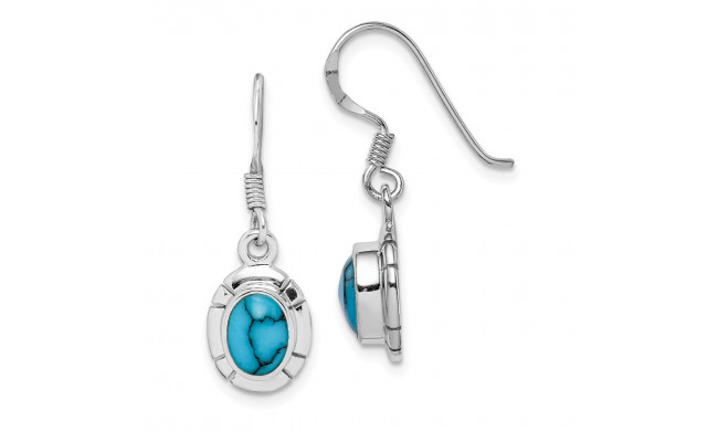 Quality Gold Sterling Silver Rhodium-plated Synthetic Turquoise Dangle Earring - QE15253