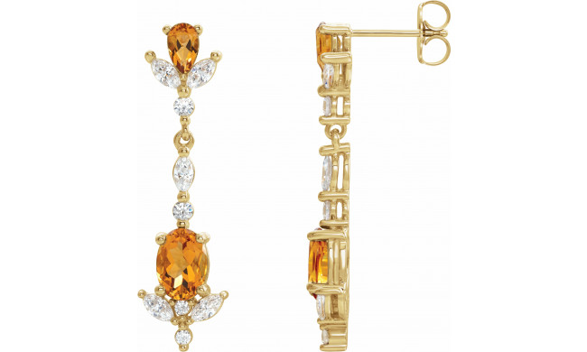 14K Yellow Citrine and 3/4 CTW Diamond Earrings - 86907606P