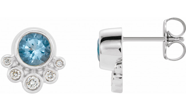 14K White Aquamarine & 1/8 CTW Diamond Earrings - 86777615P