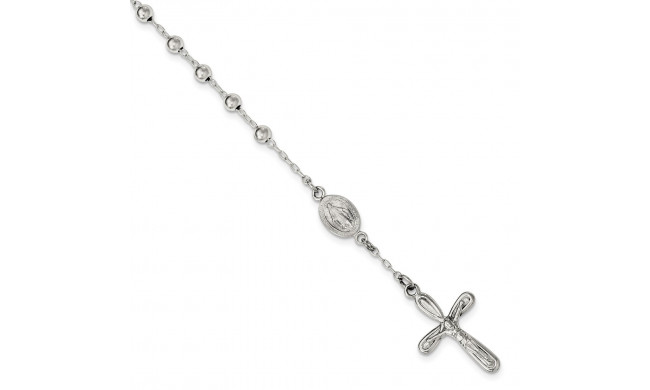 Quality Gold Sterling Silver Polished Single Decade Rosary Bracelet - QH5142-7.5