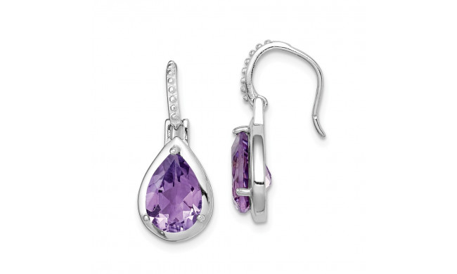 Quality Gold Sterling Silver Rhodium-plated Amethyst Teardrop Dangle Earrings - QE14269