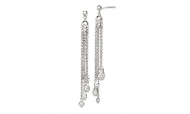 Quality Gold Sterling Silver CZ Dangle Post Earrings - QE5023