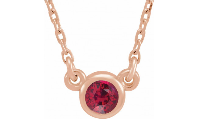 14K Rose 3 mm Round Ruby Bezel-Set Solitaire 16 Necklace - 6113460090P