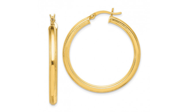 Quality Gold Sterling Silver Gold-flashed 35mm Grooved Hoop Earrings - QE6682