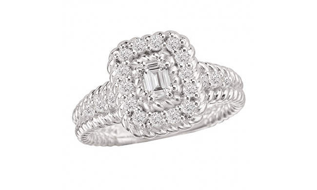 14k White Gold Halo Complete Diamond Engagement Ring