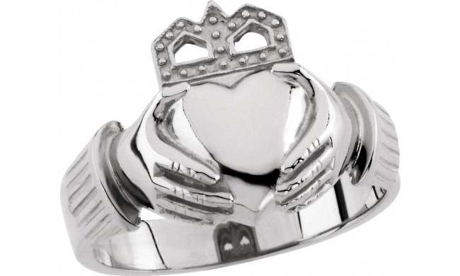 14K White 15x11 mm Claddagh Ring - 942332289P