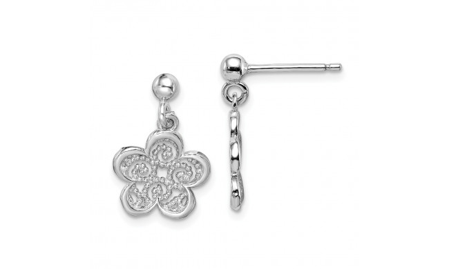 Quality Gold Sterling Silver Rhodium-plated Polished Filigree Flower Dangle Earrings - QE15373