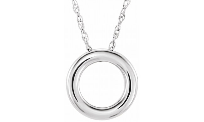 14K White 13 mm Circle 18 Necklace - 863221022P