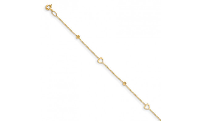 Quality Gold 14k Polished Hearts Anklet - ANK304-10