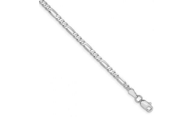 Quality Gold 14k White Gold 2.75mm Flat Figaro Chain Anklet - WFIG070-9