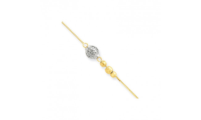 Quality Gold 14k Two Tone Bead Anklet - ANK229-10
