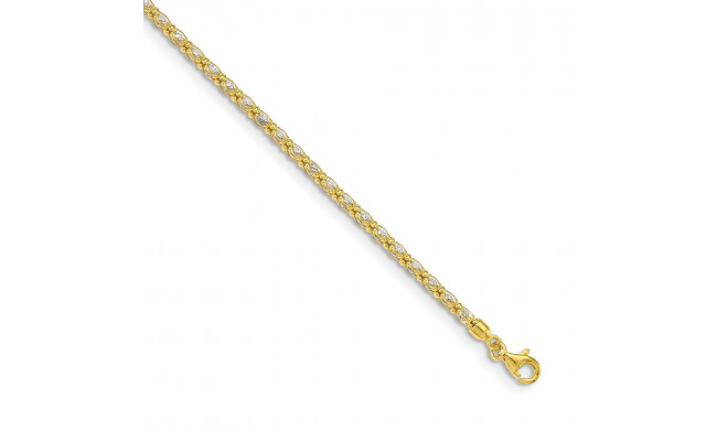 Quality Gold Sterling Silver Gold-tone Enclosed CZ Chain Bracelet - QG5020-7.25