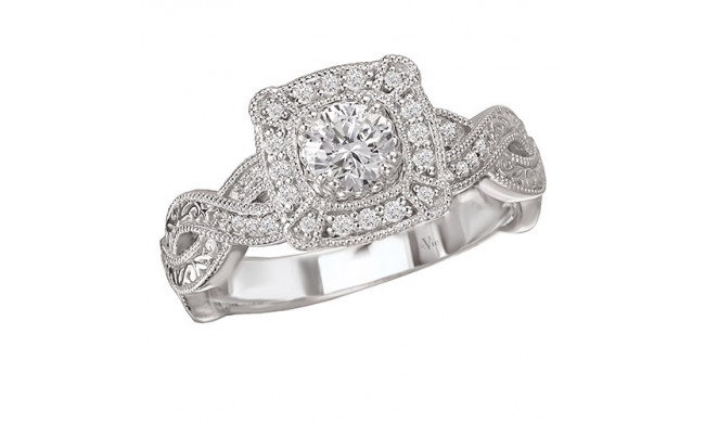 14k White Gold Halo Semi-Mount Diamond Engagement Ring