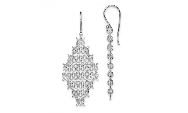 Quality Gold Sterling Silver Rhodium Plated Chain Link Dangle Earrings - QE8913
