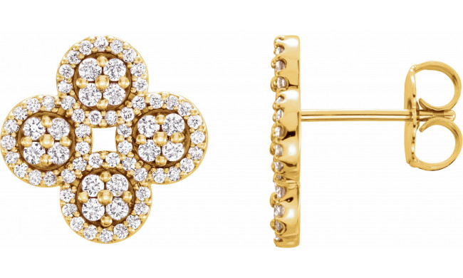 14K Yellow 1/2 CTW Diamond Clover Earrings - 86362601P