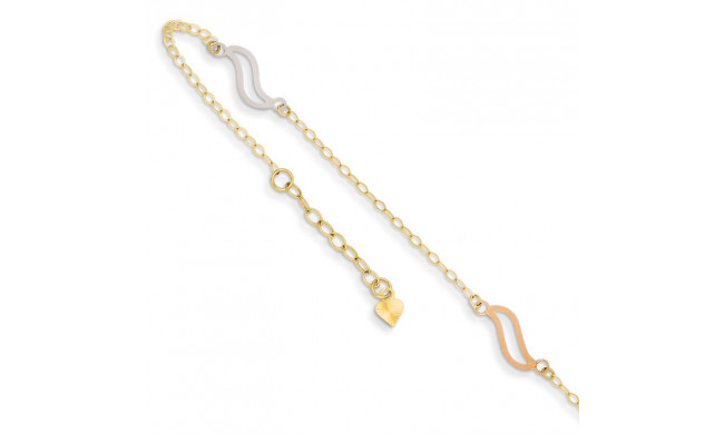 Quality Gold 14k Tri-color with Open S Links Anklet - ANK268-10