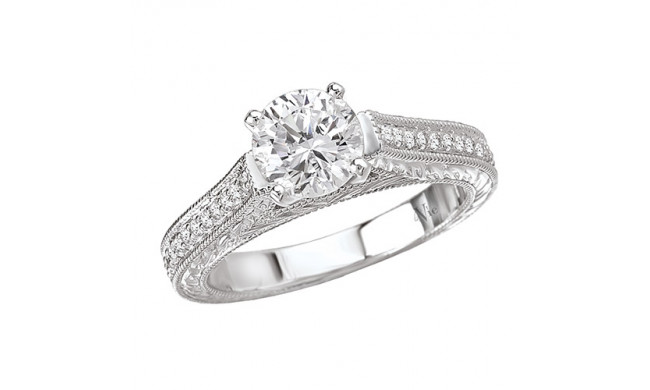 La Vie 14k White Gold Peg Head Semi-Mount Engagement Ring