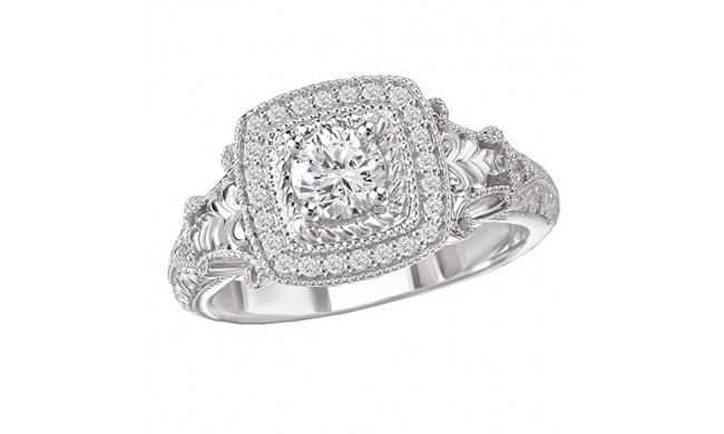 14k White Gold Halo Semi-Mount Diamond Engagement Ring