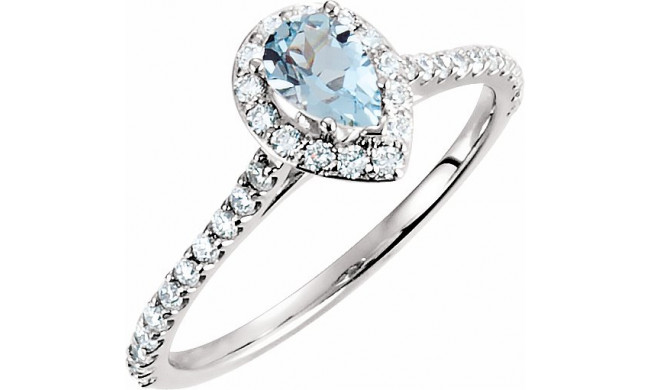 14K White Aquamarine & 3/8 CTW Diamond Engagement Ring - 6887170000P