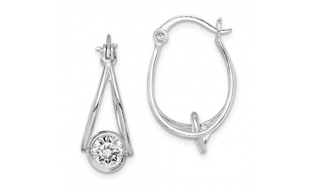 Quality Gold Sterling Silver Rhodium-plated CZ Double Hoop Earrings - QE14946