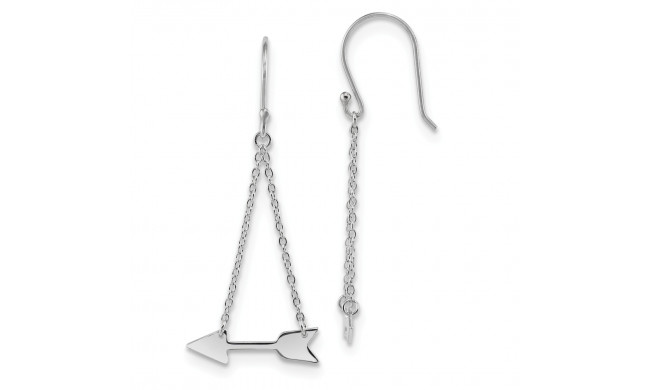 Quality Gold Sterling Silver Rhodium-plated Double Chain Arrow Dangle Earrings - QE13656
