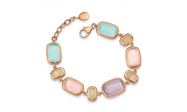 Quality Gold Sterling Silver Rose-tone & Created Cat's Eye Bracelet - QG5040-7