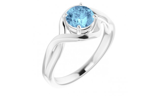 14K White Aquamarine Ring - 7184060003P