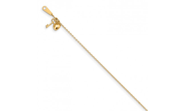 Quality Gold 14k Gold Heart and Key Anklet - ANK289-10