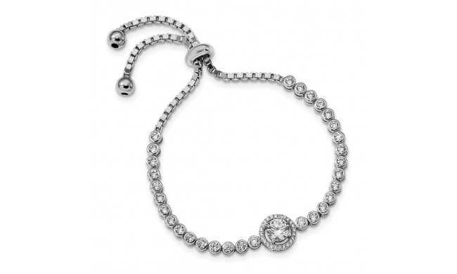 Quality Gold Sterling Silver Rhodium-plated CZ Adjustable Bracelet - QG4624