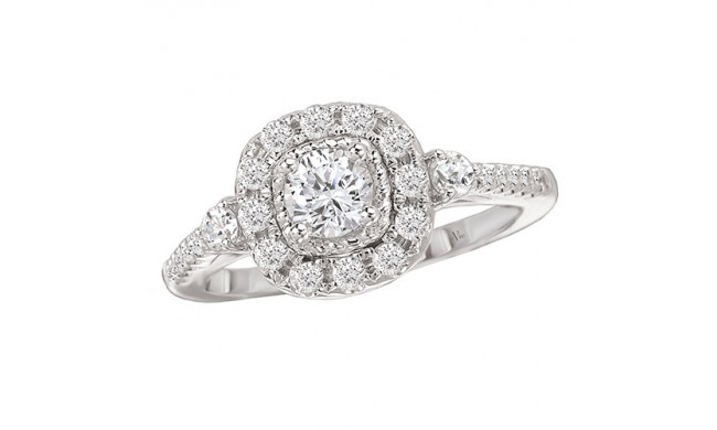 14k White Gold Halo Semi-Mount Diamond Engagement Ring