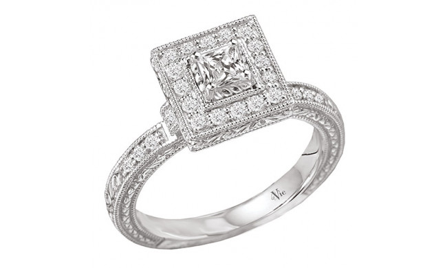 14k White Gold Halo Semi-Mount Diamond Engagement Ring