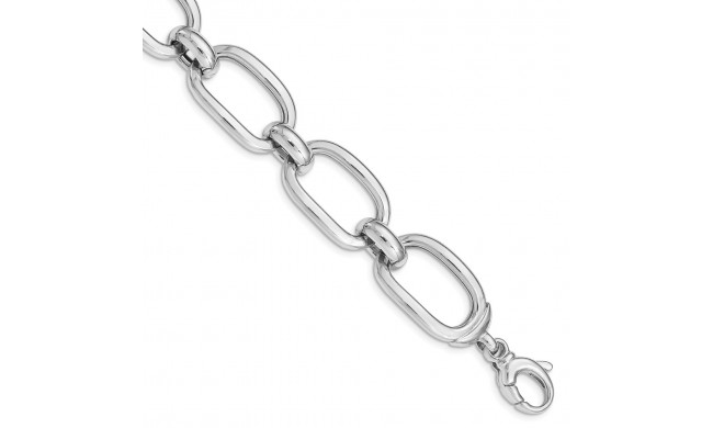 Quality Gold Sterling Silver Rhodium Plated Polished Wide Link Bracelet - QG5011-7.75