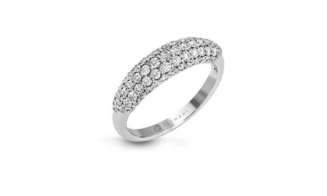Zeghani 14k White Gold Pave Diamond Domed Band