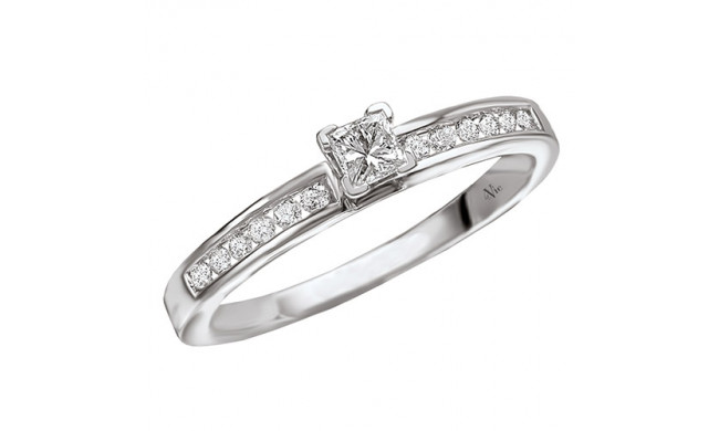 14k White Gold Straight Semi-Mount Diamond Engagement Ring