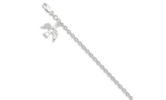 Quality Gold Sterling Silver Dove Charm Bracelet - QG1552-7