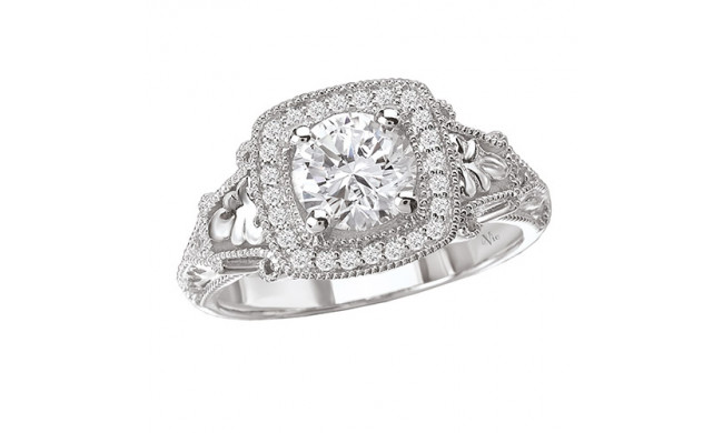 La Vie 14k White Gold Halo Semi-Mount Diamond Engagement Ring