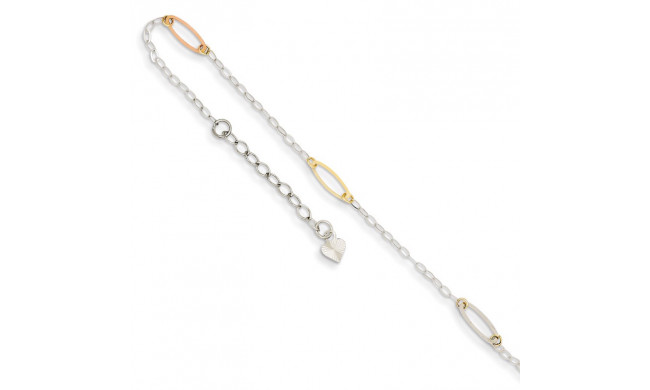 Quality Gold 14k Tri-color Oval Link  Anklet - ANK269-9