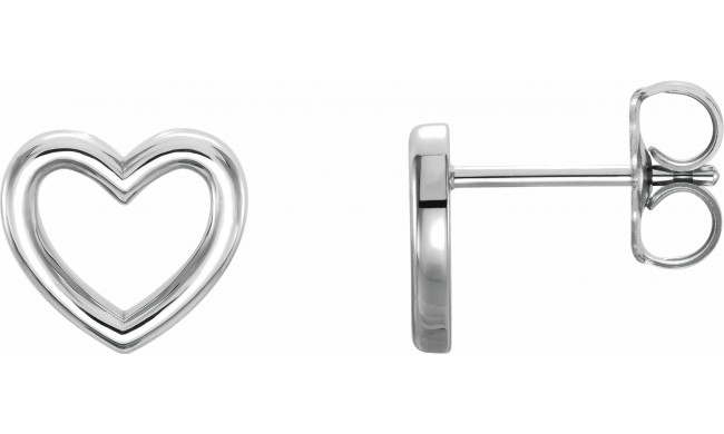 14K White 8.7x8 mm Heart Earrings - 86328600P