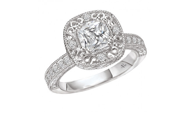 14k White Gold Halo Semi-Mount Diamond Engagement Ring