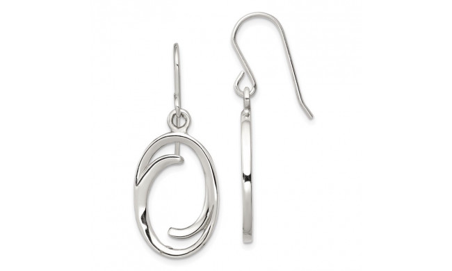 Quality Gold Sterling Silver Polished Oval Dangle Earrings - QE7166