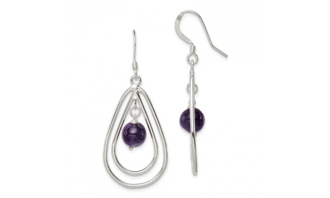 Quality Gold Sterling Silver Amethyst Dangle Earrings - QE3043