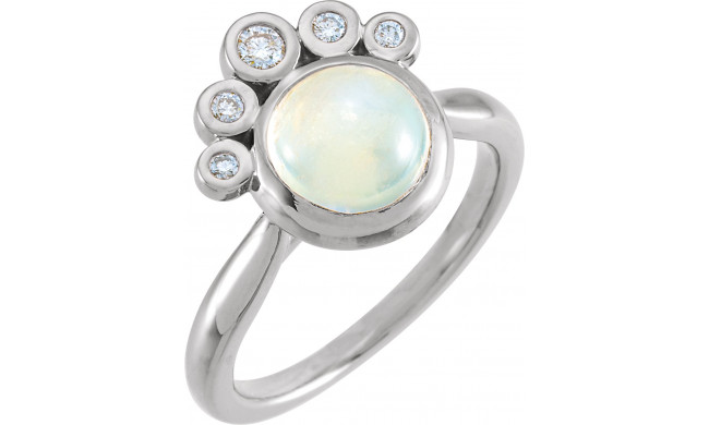 14K White Rainbow Moonstone & 1/8 CTW Diamond Ring - 72052620P