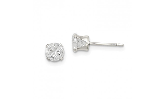 Quality Gold Sterling Silver 4.5mm Round Snap Set CZ Stud Earrings - QE7474