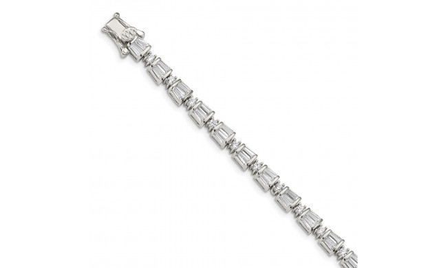 Quality Gold Sterling Silver Baguette & Round CZ Bracelet - QX960CZ