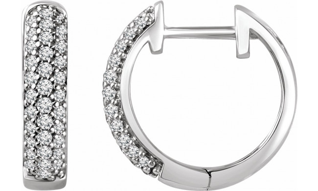 14K White 1/3 CTW Diamond Hoop Earrings - 65295560001P