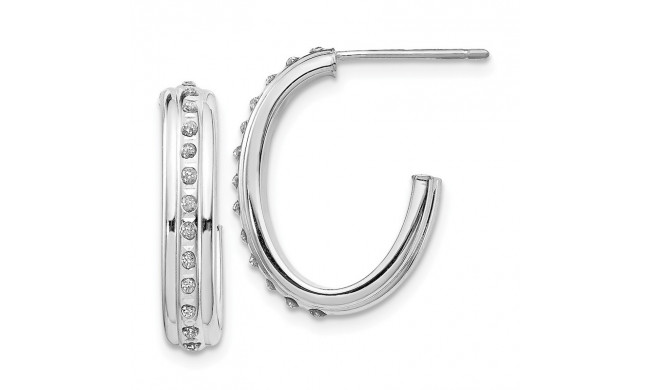 Quality Gold 14k White Gold Diamond Fascination Hoop Earrings - DF244