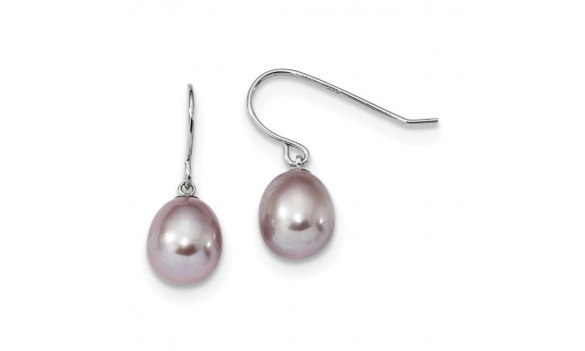 Quality Gold Sterling Silver Rhodium-plated 8-9mm Purple Rice FWC Dangle Earrings - QE13097